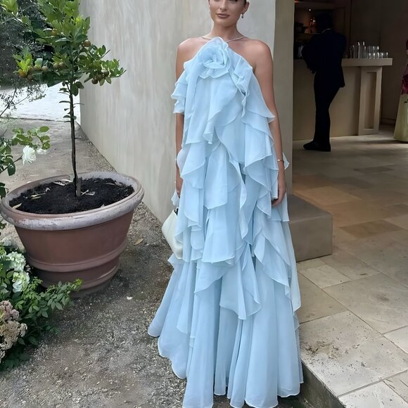 AJE Pandorea Layered Maxi Dress--Silver blue - Picture 1 of 12